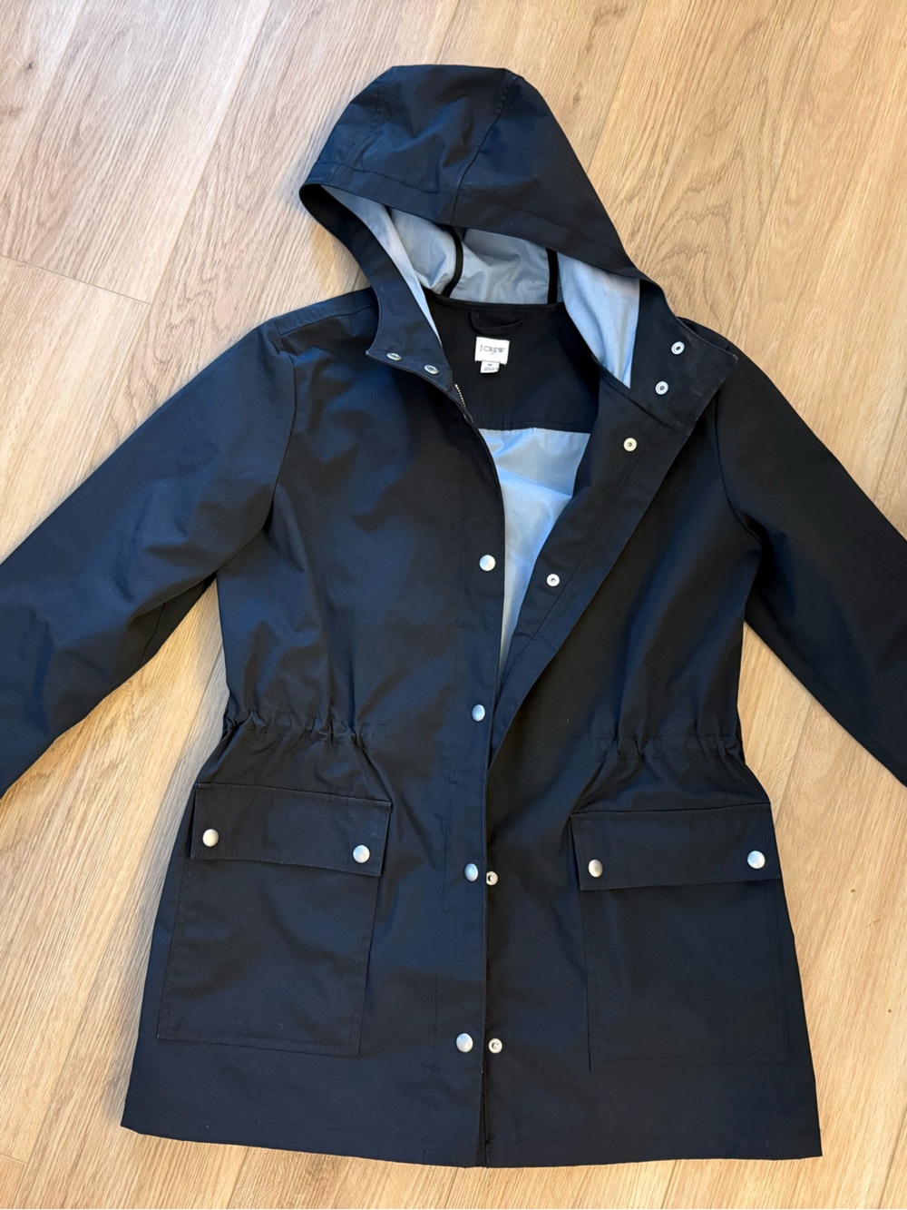 Jcrew Black Hooded Rain Jacket